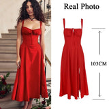 Women's Spaghetti Strap Split Fashion Designer XS-L Dresses (Midi)