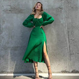 Women's Split Ruched Drawstring Fashion Designer S-L Dresses (Midi)
