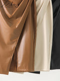 Women's Split Fashion Designer Faux Leather Skirts (Midi)-Women's Fashion Designer Skirts