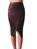 Women's Split S-XL Fashion Designer Faux Leather Skirts (Midi)