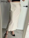 Women's Split S-XL Fashion Designer Satin Skirts (Long)