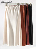 Women's Split S-XL Fashion Designer Satin Skirts (Long)