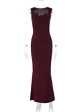 Women's Backless S-L Fashion Designer Square Collar Dresses (Long)-Women's Fashion Designer Dresses-International Women's Clothing