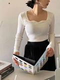 Women's Square Collar Tops Fashion Designer Knitted Cardigans-Women's Fashion Designer Jerseys Tops-WHITE-Women&#x27;s fashion designer plus size clothes