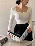 Women's Square Collar Tops Fashion Designer Knitted Jerseys-Women's Fashion Designer Jerseys Tops