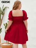 Women's Square Neck 2-4XL Fashion Designer Short Dresses (Plus Size)-Women's Fashion Designer Plus Size Dresses-International Women's Clothing