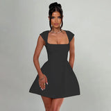 Women's Square Neck Fashion Designer Corset Mini Dresses (Short)-Women's Fashion Designer Dresses