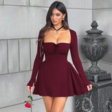 Women's Square Neck Fashion Designer Corset Mini Dresses (Short)-Women's Fashion Designer Dresses