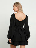 Women's Square Neck Fashion Designer S-XL Romper Jumpsuits
