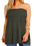 Women's Strapless Tops 1-8XL Fashion Designer Singlets (Plus Size)-army green-0XL