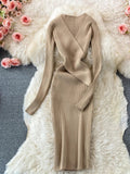 Women's Stretchy Twisted Waist Bodycon Fashion Designer Dresses (Midi)
