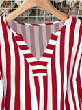 Women's Striped Blouse Fashion Designer 4XL Shirts Long-Sleeve Tops (Plus Size)