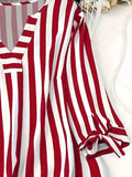 Women's Striped Blouse Fashion Designer 4XL Shirts Long-Sleeve Tops (Plus Size)
