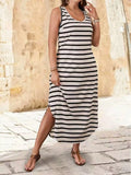 Women's Striped Knitted Fashion Designer L-5XL Long Dresses (Plus Size)