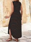 Women's Striped Knitted Fashion Designer L-5XL Long Dresses (Plus Size)
