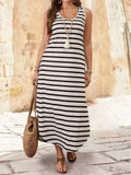 Women's Striped Knitted Fashion Designer L-5XL Long Dresses (Plus Size)