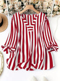Women's Striped Tops Fashion Designer Blouse 1-5XL T-Shirts (Plus Size)-Women's Tops Fashion Designer Plus Size T-Shirts / Blouses-International Women's Clothing
