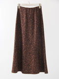 Women's Suede Leopard Print Fashion Designer Skirts (Long)