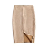 Women's Suede Split Fashion Designer S-XL Skirts (Midi)-