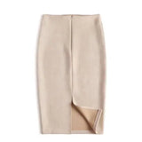 Women's Suede Split Fashion Designer S-XL Skirts (Midi)-Beige-XL