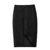Women's Suede Split Fashion Designer S-XL Skirts (Midi)-black-XL