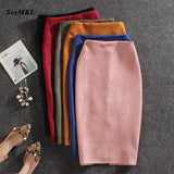 Women's Suede Split Fashion Designer S-XL Skirts (Midi)-