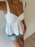 Women's Sweetheart XS-L Tops Fashion Designer Ruched Singlets