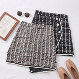 Women's Tartan Fashion Designer Tweed Wool Mini Skirts (Short)-Women's Fashion Designer Skirts