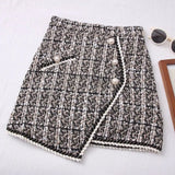 Women's Tartan Fashion Designer Tweed Wool Mini Skirts (Short)-Women's Fashion Designer Skirts
