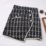 Women's Tartan Fashion Designer Tweed Wool Mini Skirts (Short)-Women's Fashion Designer Skirts