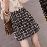Women's Tartan Fashion Designer Tweed Wool Mini Skirts (Short)-Women's Fashion Designer Skirts