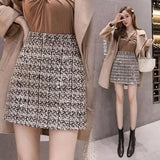 Women's Tartan Fashion Designer Tweed Wool Mini Skirts (Short)-Women's Fashion Designer Skirts