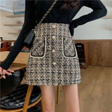 Women's Tartan Fashion Designer Tweed Wool Mini Skirts (Short)-Women's Fashion Designer Skirts