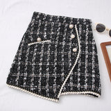 Women's Tartan Fashion Designer Tweed Wool Mini Skirts (Short)-Women's Fashion Designer Skirts