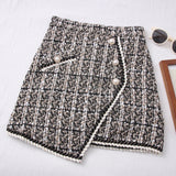 Women's Tartan Fashion Designer Tweed Wool Mini Skirts (Short)-Women's Fashion Designer Skirts