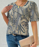 Women's Temperament Blouse 5XL V Neck Fashion Designer T-Shirts (Plus Size)