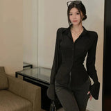 Women's Tied Up Back Fashion Designer Flare Long-Sleeve Tops-Women's Fashion Designer Long-Sleeve Tops