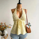 Women's Tied Up Backless Tops Fashion Designer S-L Singlets-Women's Tops Fashion Designer Singlets-International Women's Clothing