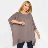 Women's Tops Chiffon Batwing Loose Designer Fashion T-Shirts (Plus Size)