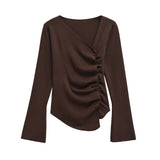 Women's Tops Fashion Designer Skew Asymmetrical S-L Cardigans-Women's Fashion Designer Jerseys Tops-BROWN-Women&#x27;s fashion designer plus size clothes