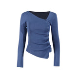 Women's Tops Fashion Designer Skew Asymmetrical S-L Cardigans-Women's Fashion Designer Jerseys Tops-BLUE-Women&#x27;s fashion designer plus size clothes