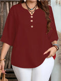 Women's Tops Fashion V-Neck Blouse 1-5XL Designer T-Shirts (Plus Size)-Women's Tops Fashion Designer Plus Size T-Shirts / Blouses-International Women's Clothing
