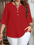 Women's Tops Fashion V-Neck Blouse 1-5XL Designer T-Shirts (Plus Size)-Women's Tops Fashion Designer Plus Size T-Shirts / Blouses-International Women's Clothing