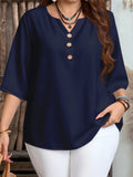 Women's Tops Fashion V-Neck Blouse 1-5XL Designer T-Shirts (Plus Size)-Women's Tops Fashion Designer Plus Size T-Shirts / Blouses-International Women's Clothing