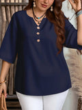 Women's Tops Fashion V-Neck Blouse 1-5XL Designer T-Shirts (Plus Size)-Women's Tops Fashion Designer Plus Size T-Shirts / Blouses-International Women's Clothing