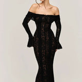 Women's Transparent Lace S-L Fashion Designer Dresses (Long)-Women's Fashion Designer Dresses-Black-Women&#x27;s fashion designer plus size clothes