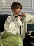 Women's Transparent Mesh Fashion Designer Ruffle Trim Long-Sleeve Tops-Women's Fashion Designer Long-Sleeve Tops