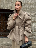 Women's Trench Coat S-L Asymmetric Scarf Tops Fashion Designer Jackets-Women's Fashion Designer Jackets-International Women's Clothing