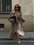 Women's Trench Coat S-L Asymmetric Scarf Tops Fashion Designer Jackets-Women's Fashion Designer Jackets-International Women's Clothing