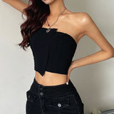 Women's Tube Irregular Fashion Designer Strapless Tops Singlets-Women's Tops Fashion Designer Singlets